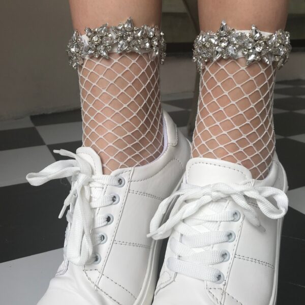 Jewel Encrusted Fishnet Socks