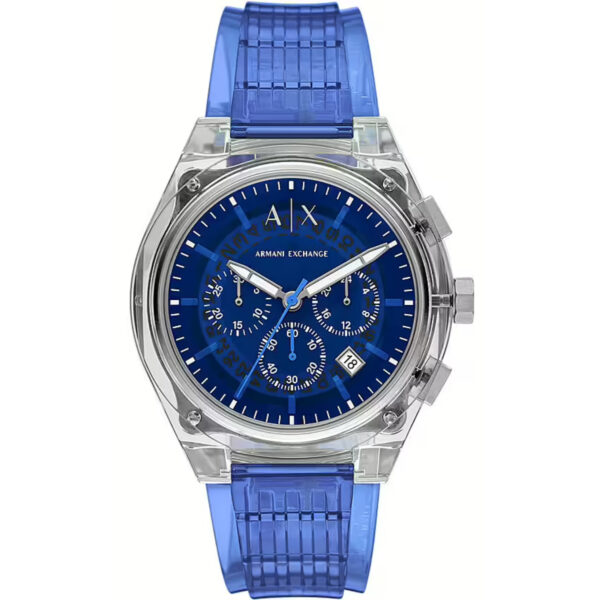 Armani Exchange Rafael Chronograph Blue Dial Thermoplastic Polyurethane Strap Men's Watch AX4166