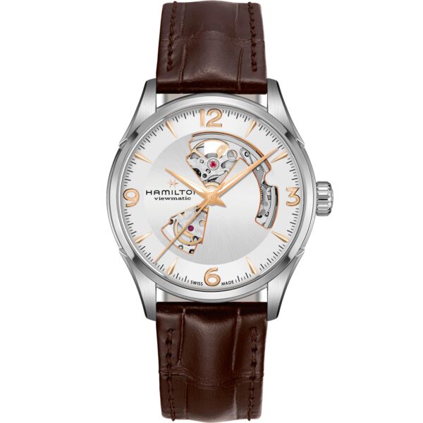 Hamilton Jazzmaster Viewmatic Open Heart Automatic Silver Dial Brown Leather Strap Men's Watch H32705551