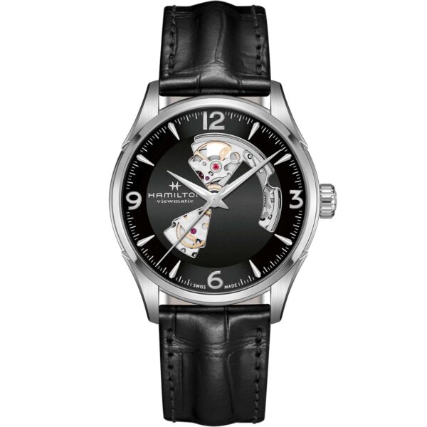 Hamilton Jazzmaster Viewmatic Open Heart Automatic Black Skeleton Dial and Leather Strap Men's Watch H32705731