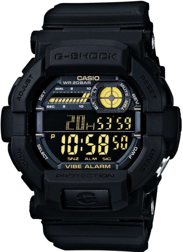 Casio Classic G-Shock Black Vibrating Timer Alarm Chronograph Men's Watch GD-350-1BER 50mm