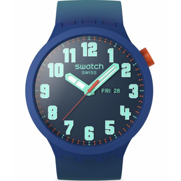 Swatch Essentially Bold Blue Dial Silicone Strap Unisex Watch SB01N700