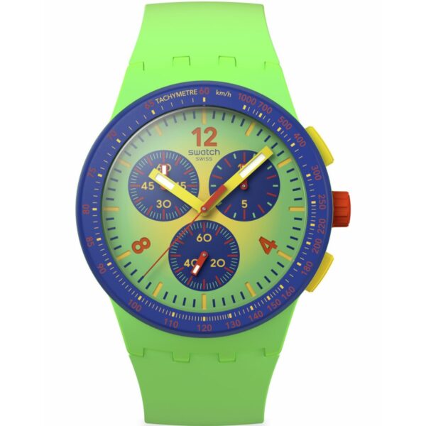 Swatch Flowing Freshly Green Dial Silicone Strap Unisex Watch SUSG101