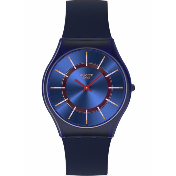 Swatch Very Jazzy Berry Blue Dial Silicone Strap Unisex Watch SS08N117