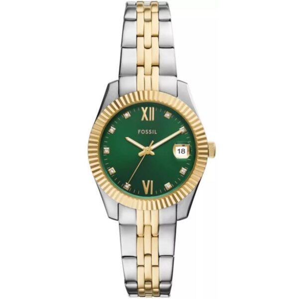 Fossil Scarlette Two-Tone Green Dial Stainless Steel Ladies Watch ES5388