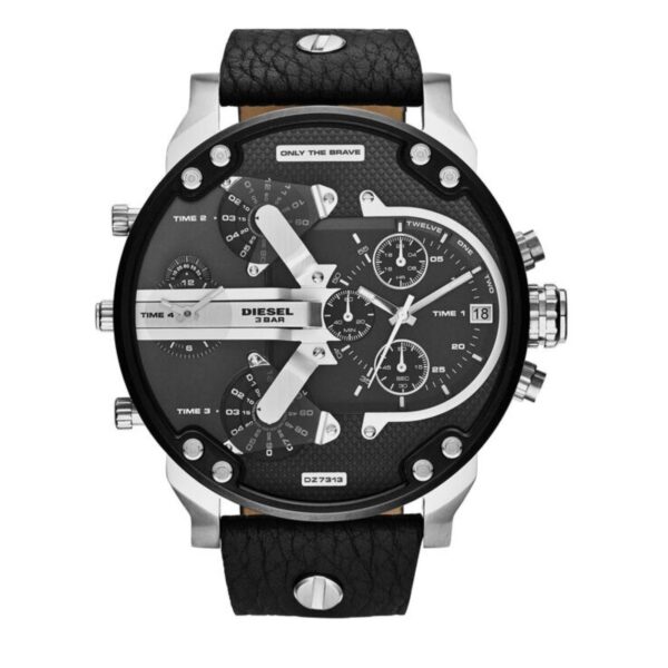 Diesel Mr. Daddy 2.0 Multifunction Black Dial Leather Strap Men's Watch DZ7313