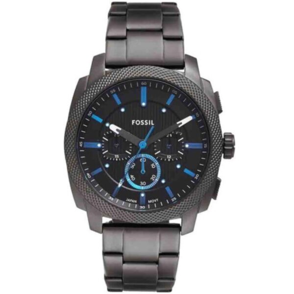 Fossil Machine Chronograph Black Dial Smoke Stainless Steel Strap Men's Watch FS6098