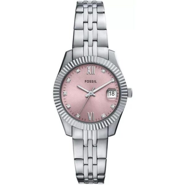 Fossil Scarlette Pink Dial Stainless Steel Strap Ladies Watch ES5403