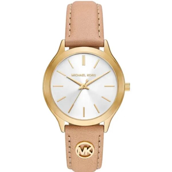 Michael Kors Slim Runway White Dial Nude Leather Strap Ladies Watch MK7533