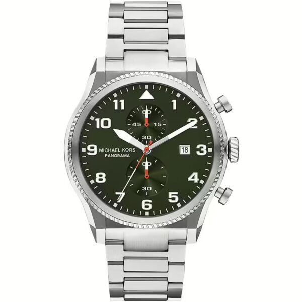 Michael Kors Panorama Chronograph Green Dial Stainless Steel Strap Men's Watch MK9196