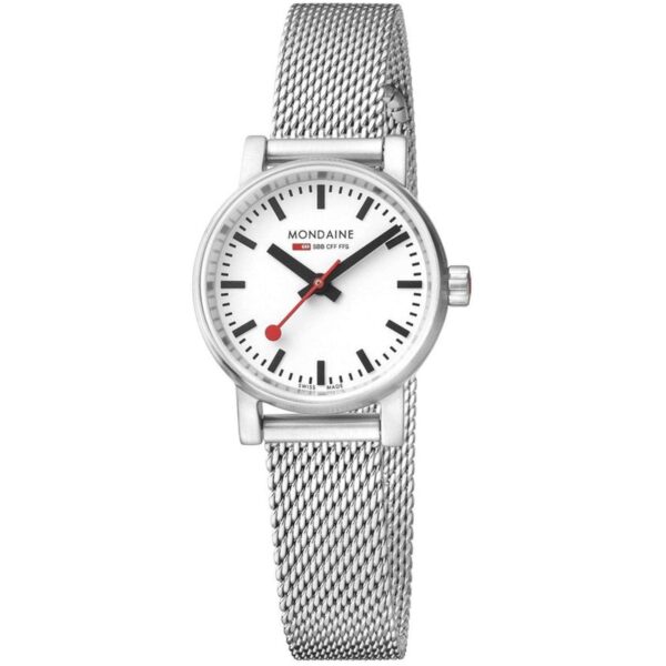 Mondaine Evo2 Petite White Dial Stainless Steel Mesh Bracelet Ladies Watch MSE.26110.SM