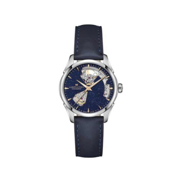 Hamilton Jazzmaster Open Heart Lady Auto Blue Dial Leather Strap Unisex Watch H32215642