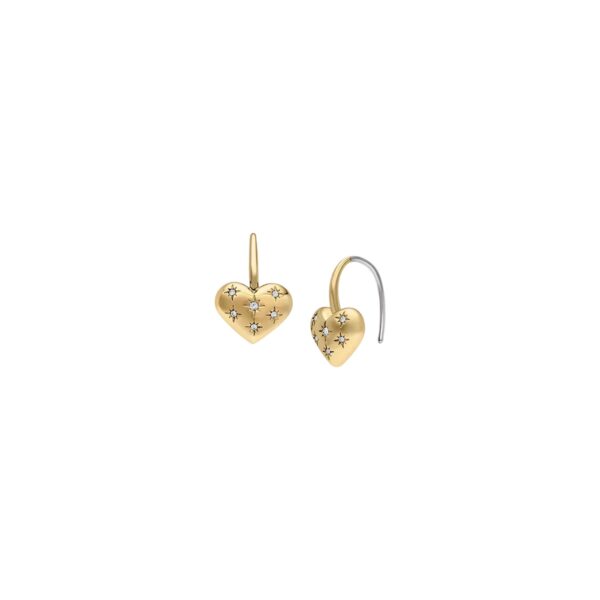 Fossil Sadie All My Love Gold-Tone Stainless Steel Heart Drop Ladies Earrings JF04833710