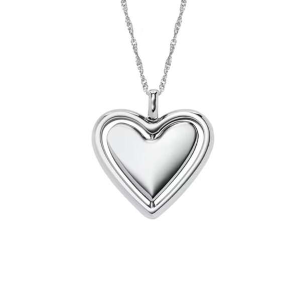 Fossil Legacy Heart Stainless Steel Rotating Pendant Ladies Necklace JF04836040