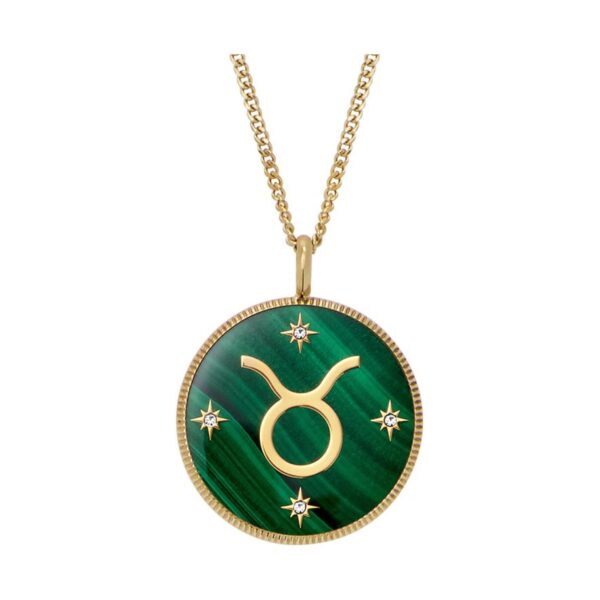 Fossil Written in the Stars Gold-Tone Stainless Steel Green Malachite Taurus Pendant Ladies Necklace JF04839710