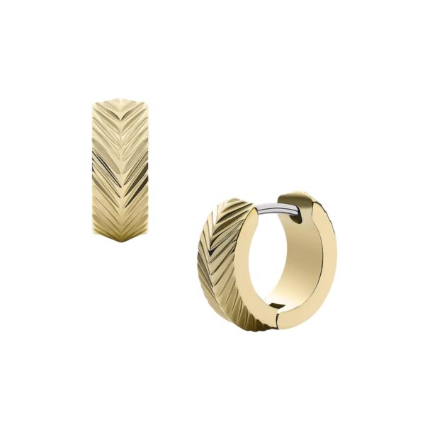 Fossil Harlow Linear Texture Gold-Tone Stainless Steel Huggie Hoop Ladies Earrings JF04116710