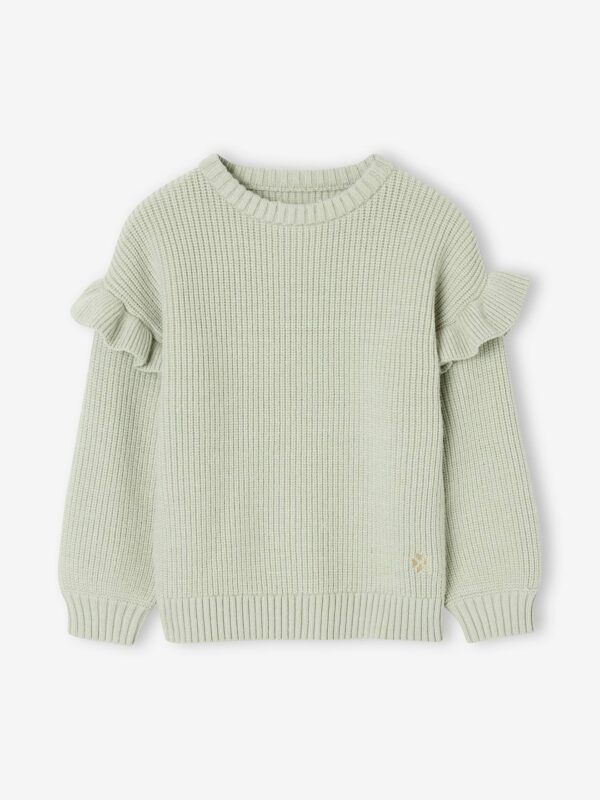 Jumper with Ruffled Sleeves for Girls sage green