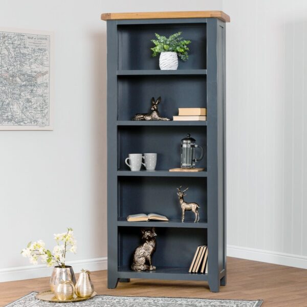 Hampshire Blue Painted Oak Large Bookcase