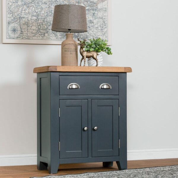 Hampshire Blue Painted Oak 2 Door Mini Sideboard