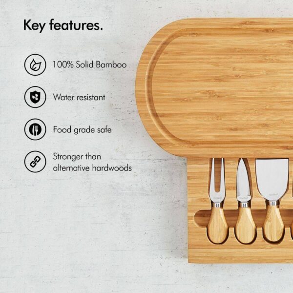 Oval Bamboo Cheese Board Set - Image 2