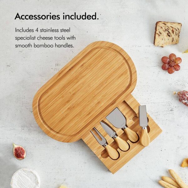 Oval Bamboo Cheese Board Set - Image 4