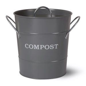 Large Grey Metal Compost Bucket - Funky Chunky Furniture