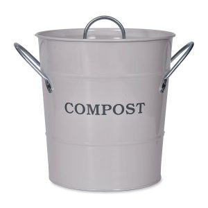 Large White Metal Compost Bucket - Funky Chunky Furniture