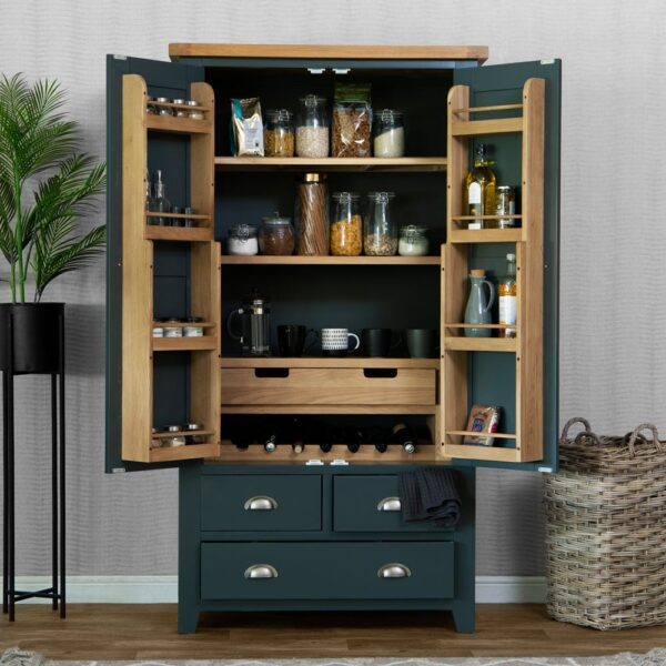 Hampshire Blue Painted Oak Large Larder Unit