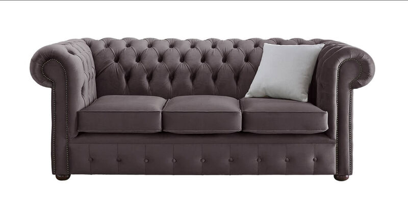 Chesterfield Velvet Fabric Sofa Malta Lavender Purple 3 Seater