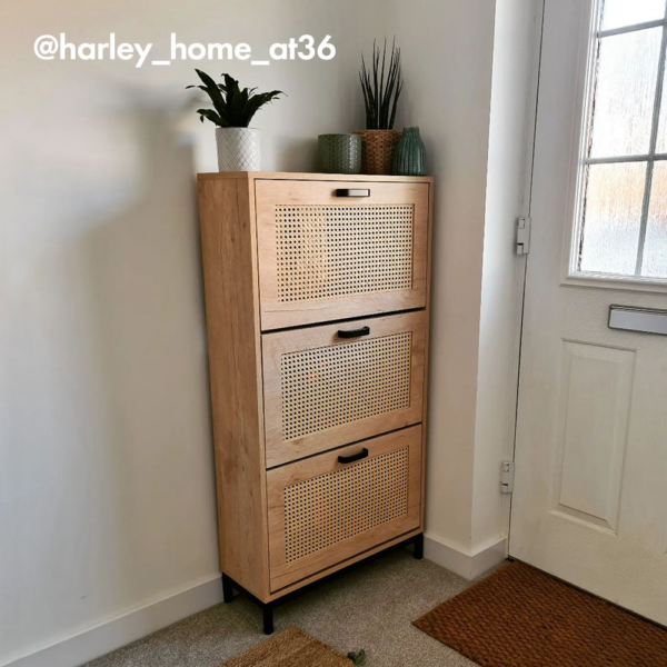 Lena Rattan Shoe Storage Cabinet - Image 3