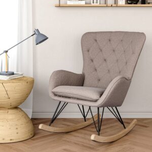 Velvet Upholstered Rocking Chair