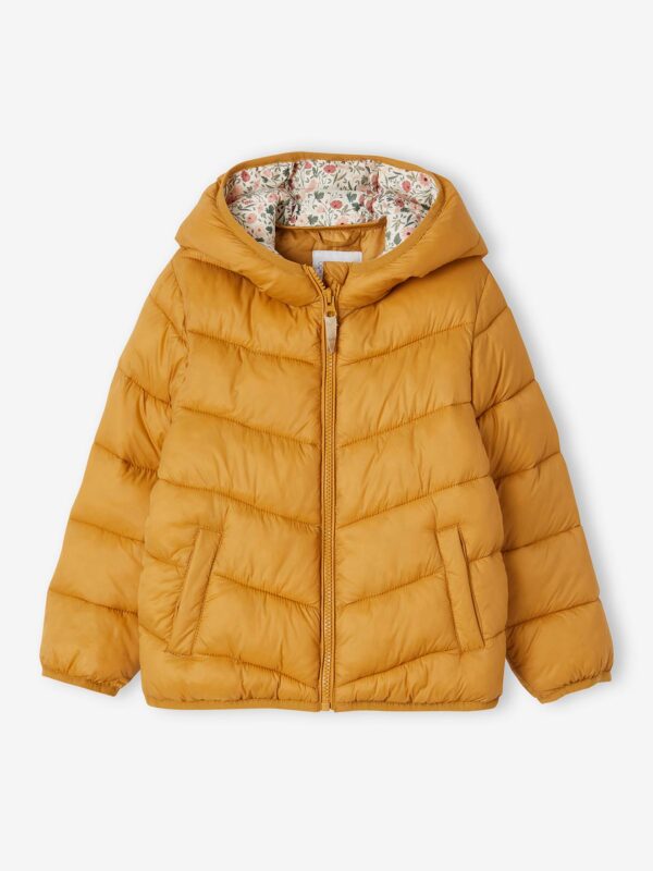 Lightweight Hooded Jacket for Girls mustard