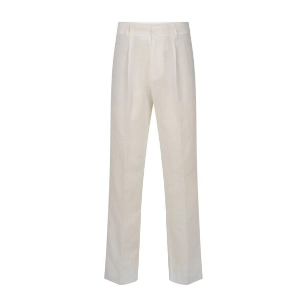 Linen White Pleated Pants