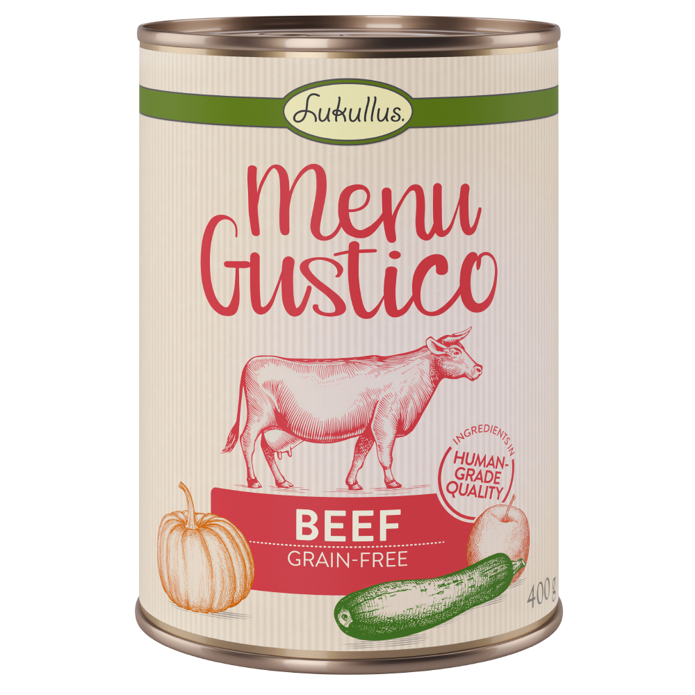 Lukullus Menu Gustico Saver Pack 24 x 400g - Beef with Pumpkin, Apple & Oregano