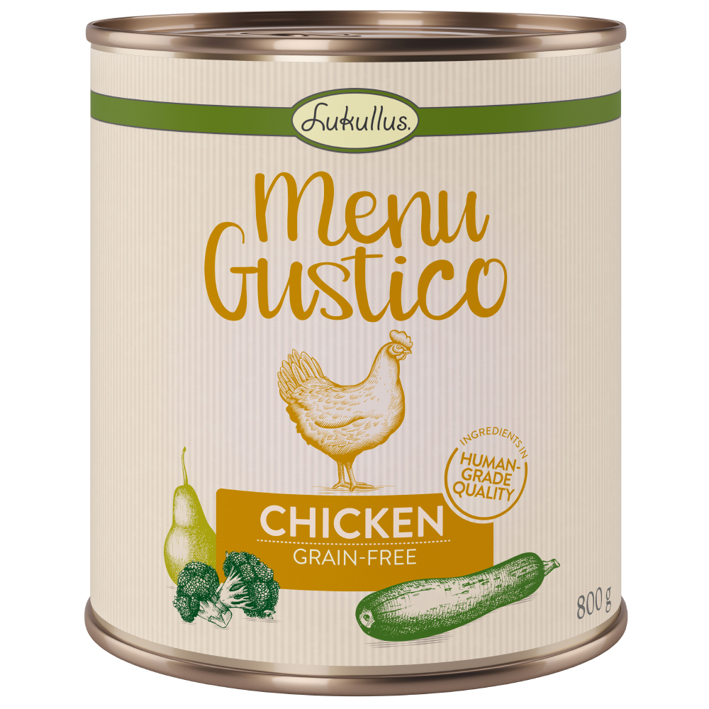 Lukullus Menu Gustico Saver Pack 24 x 800g - Chicken with Broccoli, Courgette & Pear