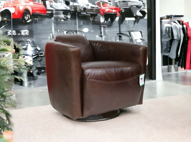 Marlborough Swivel Vintage Brown Distressed Leather Tub Chair