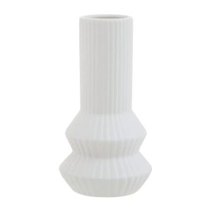 Matte White Modern Ribbed Vase  - Funky Chunky Furniture