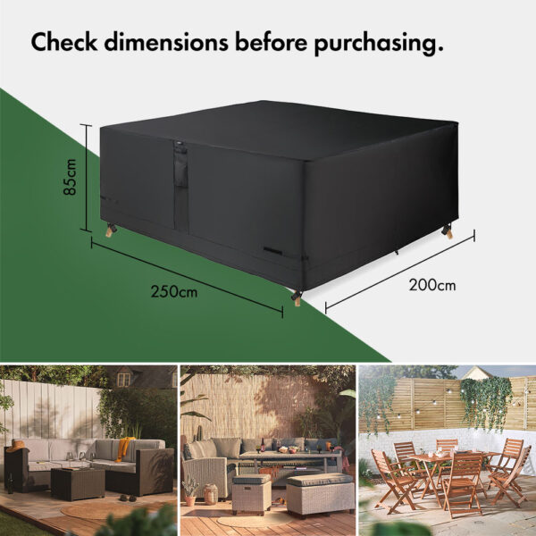 Garden Furniture Cover Black (H) 85cm x (W) 250cm - Image 2