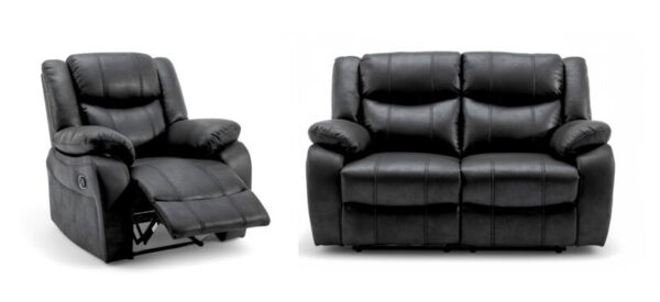Monte 2+1 Seater Reclining Cinema Sofa Suite Black Fabric