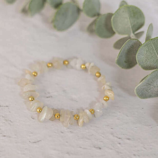 Moonstone Gemstone Bracelet | Metal: Gold Vermeil | Bracelet length: 18.5cm