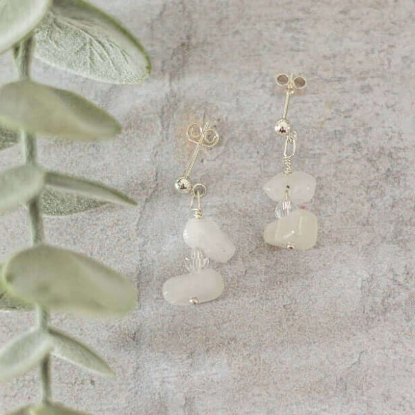 Moonstone Gemstone Earrings | Metal: Sterling Silver