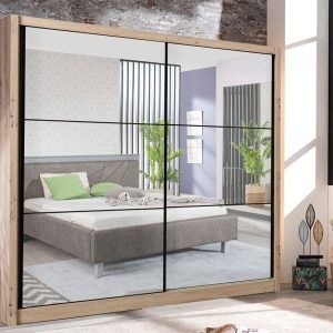 Sierra Artisan Oak Effect Full Mirrored Sliding Door Wardrobe