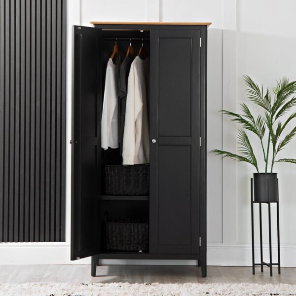 Bergen Black Painted Oak Double Wardrobe