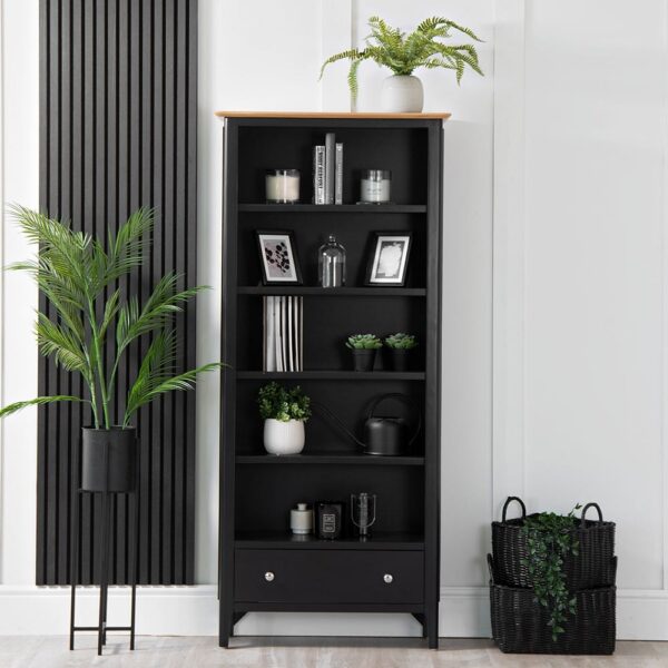 Bergen Black Painted Oak Large Bookcase