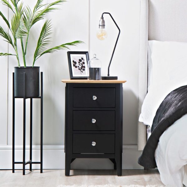 Bergen Black Painted Oak Large Bedside Table