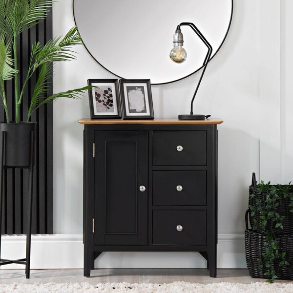 Bergen Black Painted Oak Large Cupboard