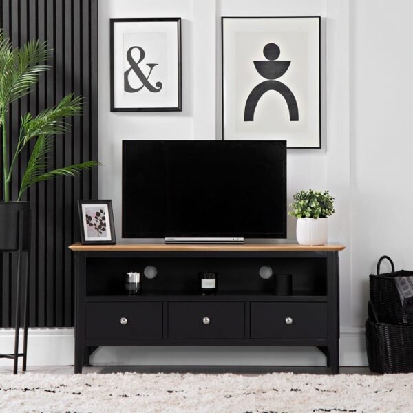 Bergen Black Painted Oak Large TV Unit