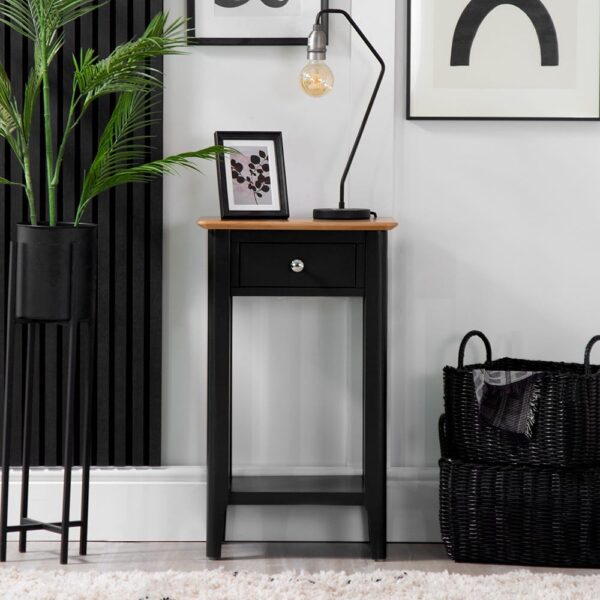 Bergen Black Painted Oak Telephone Table