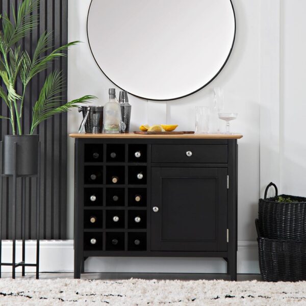 Bergen Black Painted Oak Wine Cabinet