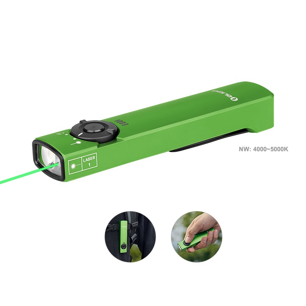 Olight Arkfeld EDC Torch Light with Laser Pointer for Lectures Lime Green CW